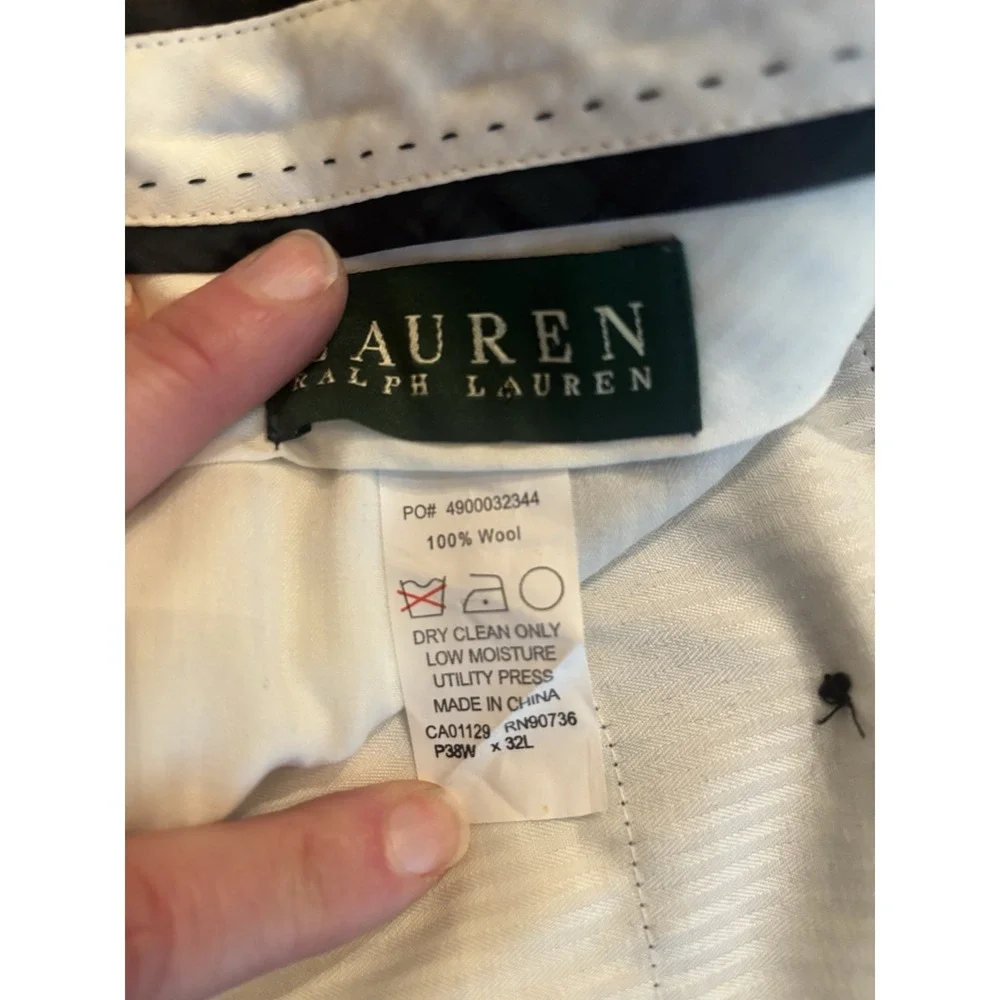 Polo Ralph Lauren Pants 38x30 Gray Wool Trousers Preppy Flat Front‎ Business